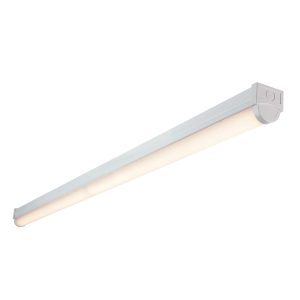 RularPRO high output 5ft single CCT LED batten in gloss white with up to 8000 lumens, shown lit.