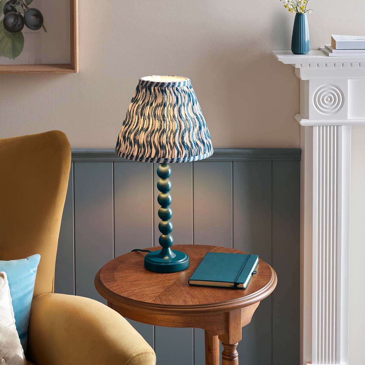 Higgledy Table Lamp in Blue with Blue Ripple Shade