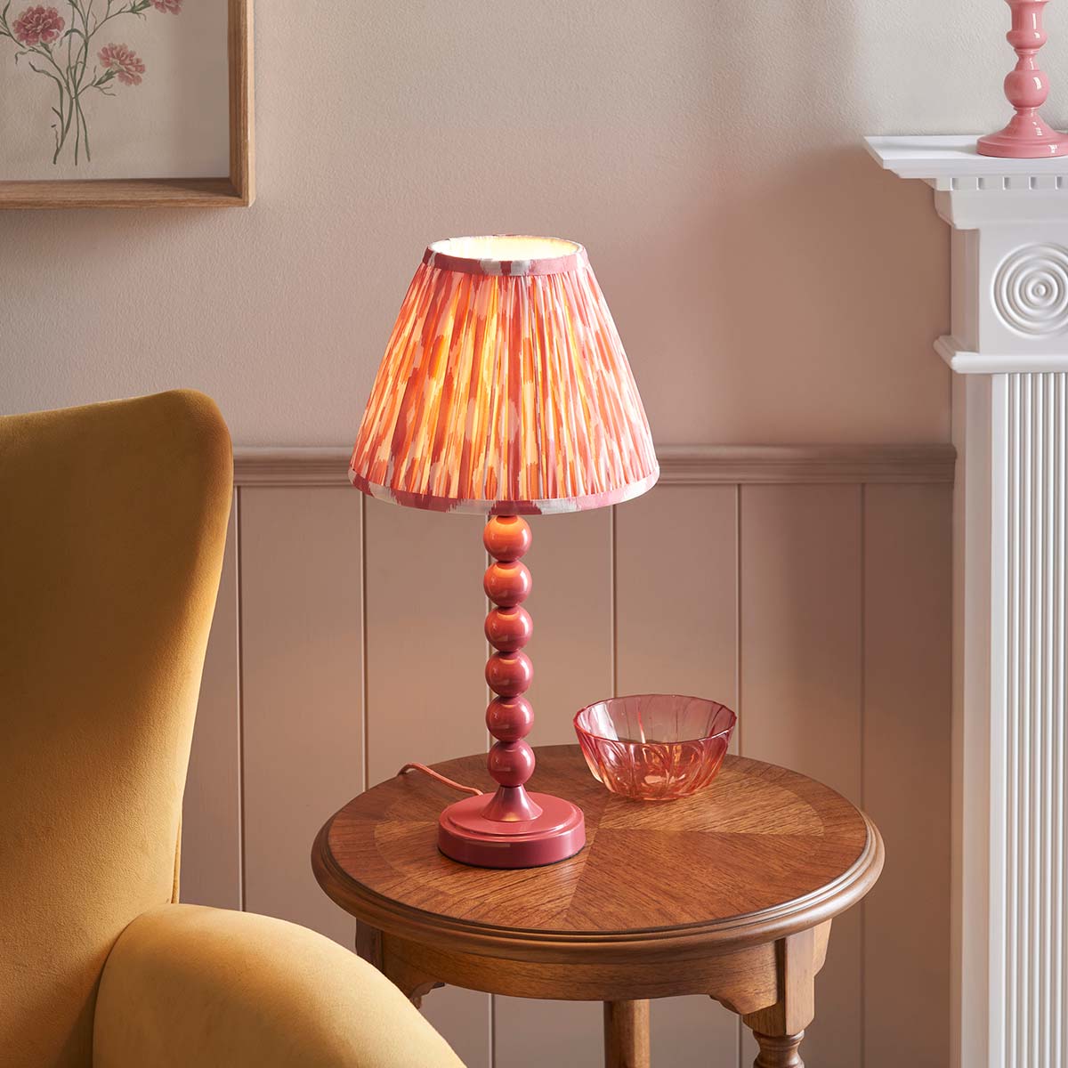 Higgledy Table Lamp in Pink Clay with Pink Ikat Shade