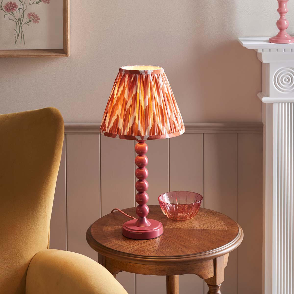 Higgledy Table Lamp in Pink with Orange Zigzag Shade