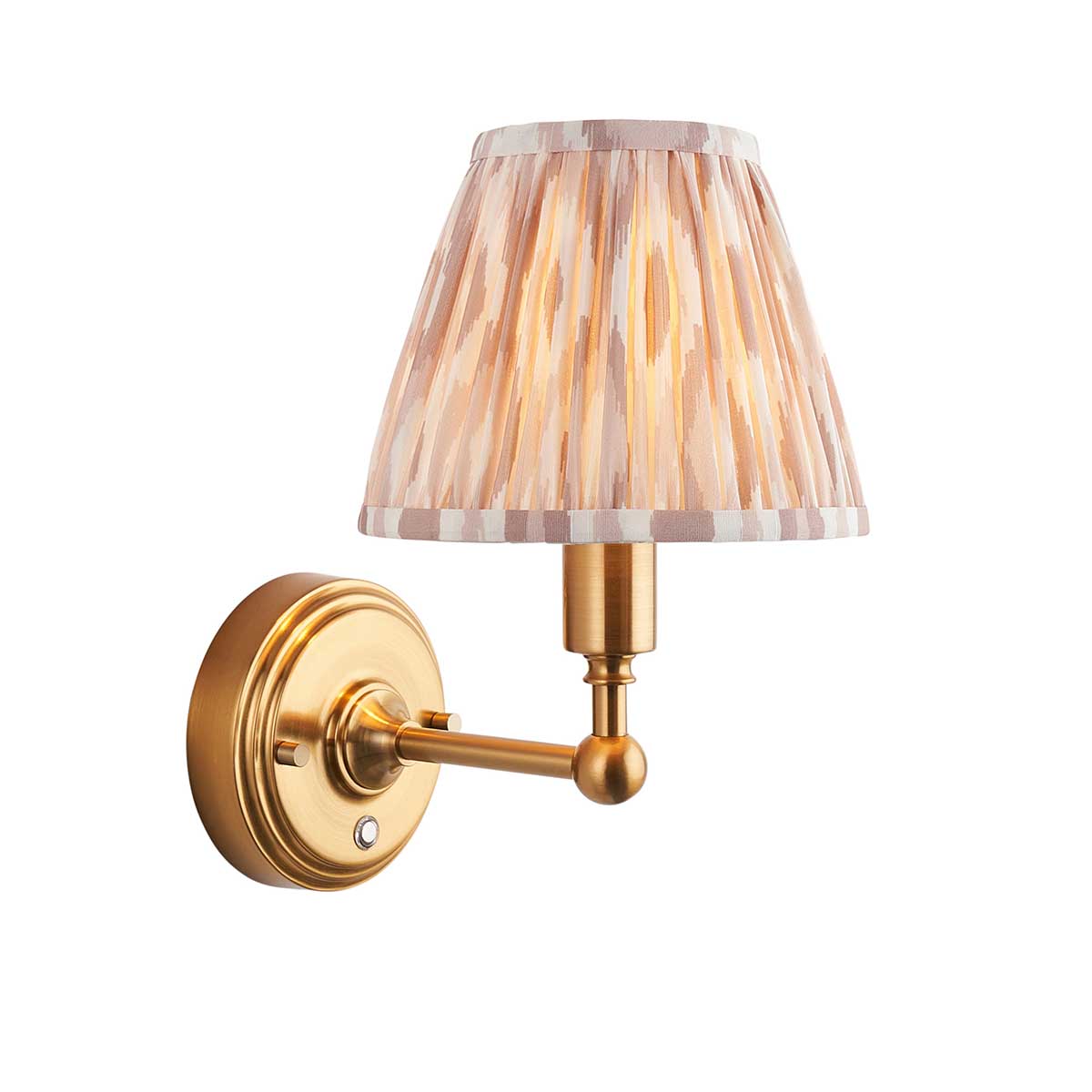 Burley Aged Brass Rechargeable Wall Light with Natural Ikat Shade