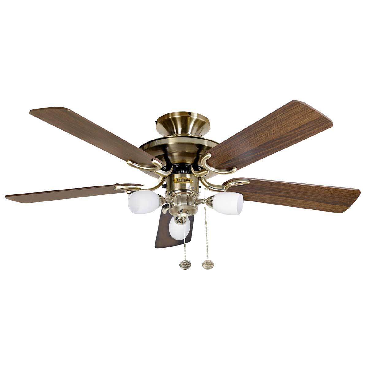 Fantasia Mayfair Combi 42″ Ceiling Fan Light Antique Brass / Dark Oak