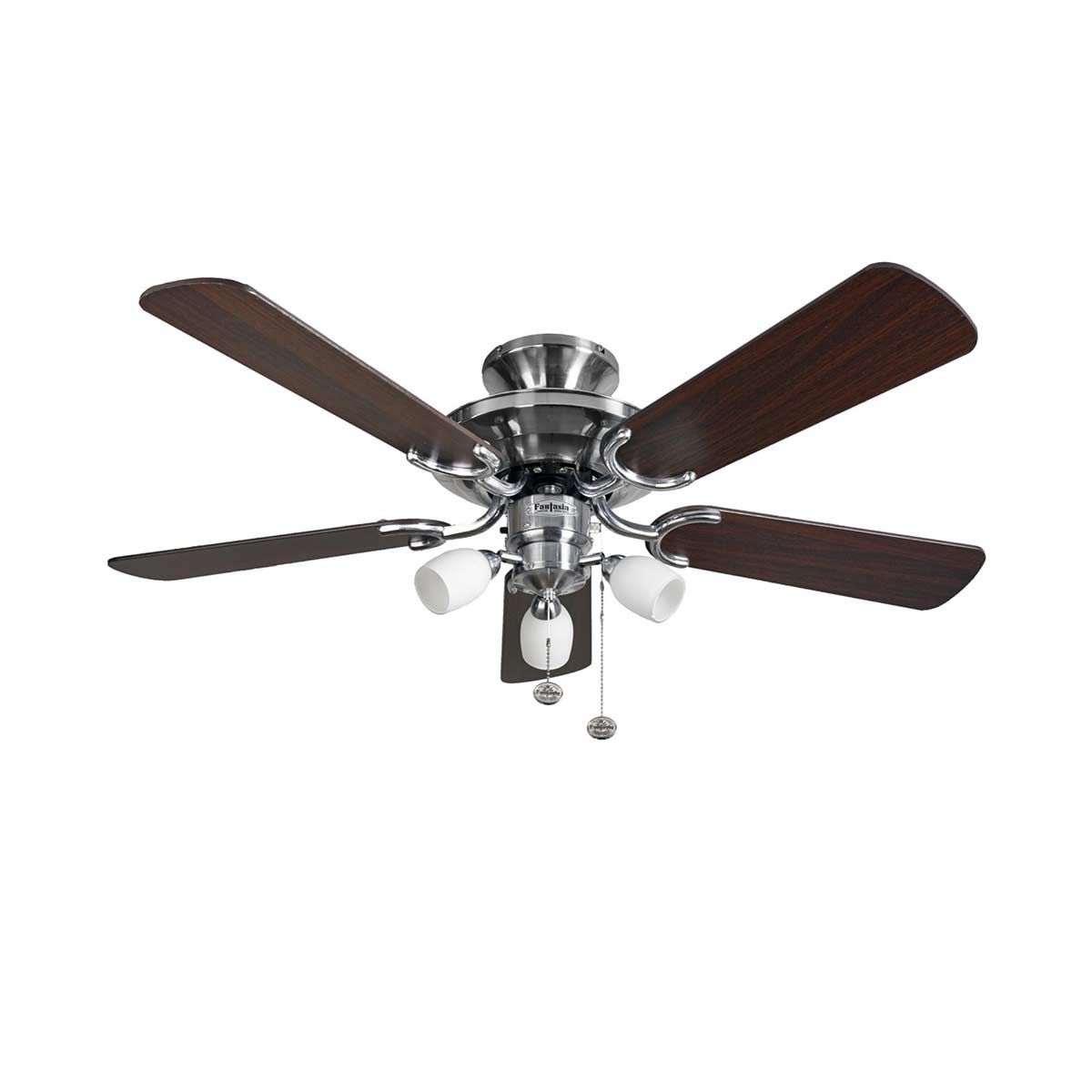 Fantasia Mayfair Combi 42″ Ceiling Fan Light Stainless Steel / Dark Oak