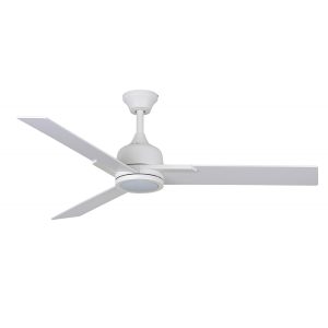 Fantasia Darwin remote control 52" ceiling fan with LED light in matt white, shown mounted with drop rod.