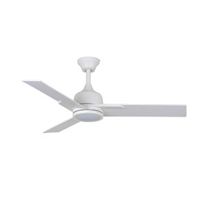 Fantasia Darwin remote control 44" ceiling fan with LED light in matt white, shown with light fitted.