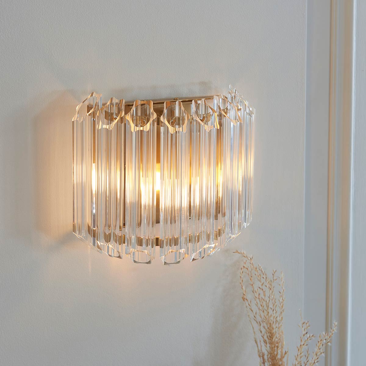 Valentina Aged Brass Wall Light with Glass Rods