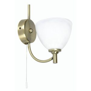 Hamburg dainty single switched wall light in antique brass main image