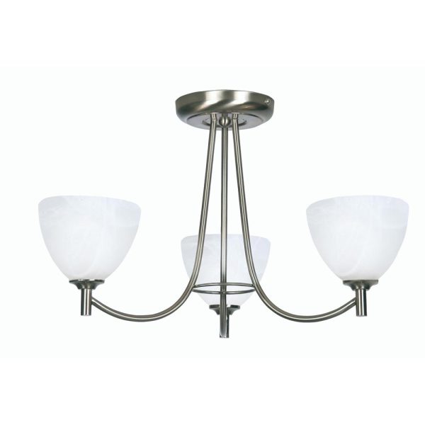 Hamburg 3 arm semi flush low ceiling light in antique chrome main image