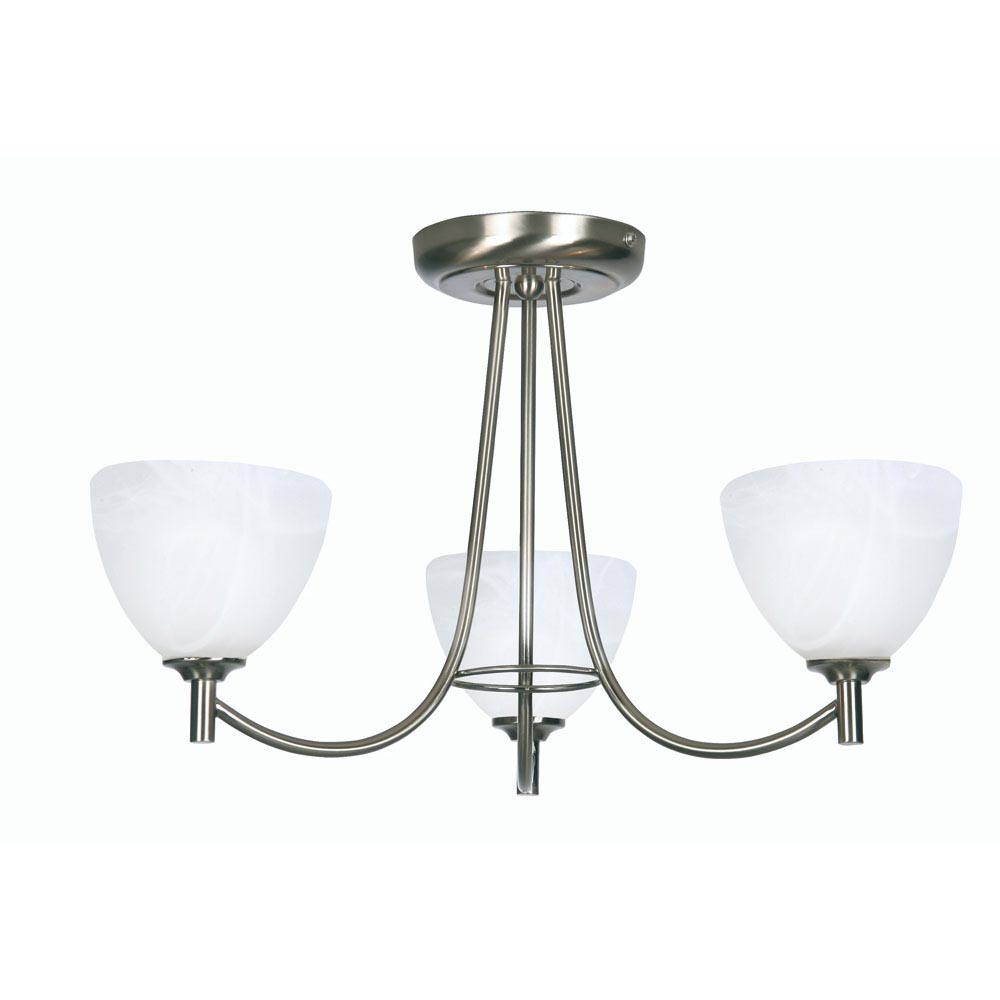 Hamburg 3 Arm Semi Flush Low Ceiling Light Antique Chrome