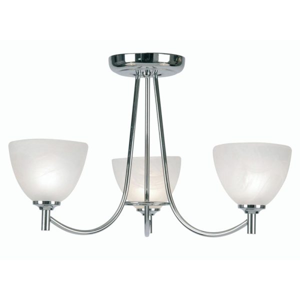 Hamburg 3 arm semi flush low ceiling light in polished chrome main image