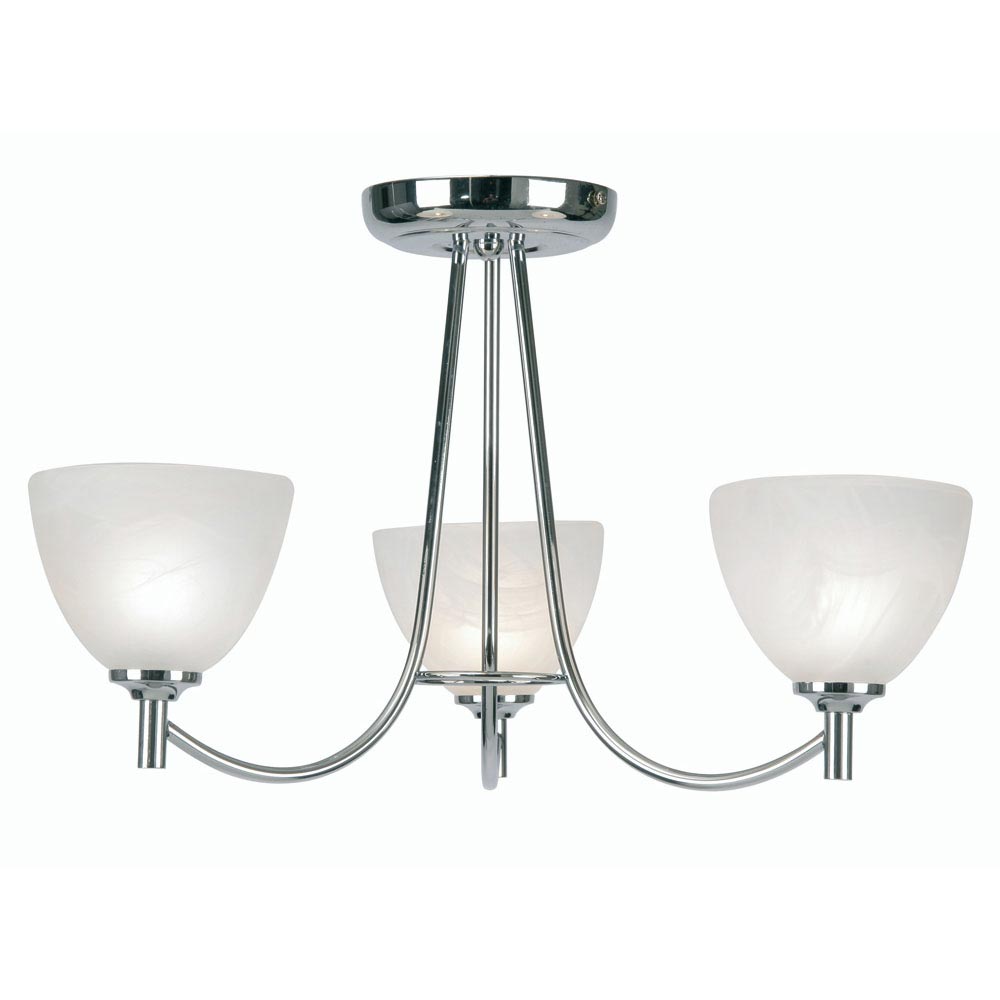 Hamburg 3 Arm Semi Flush Low Ceiling Light Polished Chrome