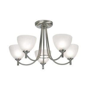 Hamburg 5 arm semi flush low ceiling light in antique chrome main image