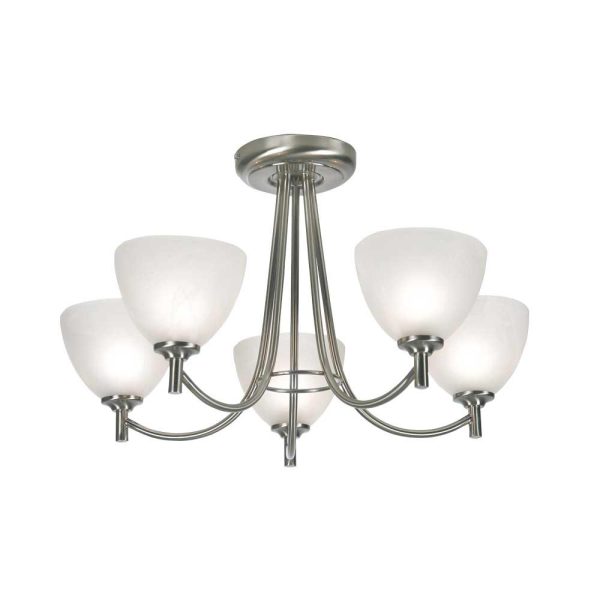 Hamburg 5 arm semi flush low ceiling light in antique chrome main image