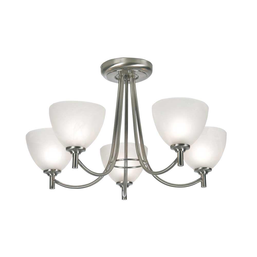 Hamburg 5 Arm Semi Flush Low Ceiling Light Antique Chrome