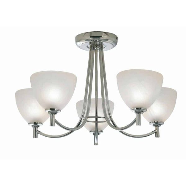 Hamburg 5 arm semi flush low ceiling light in polished chrome main image