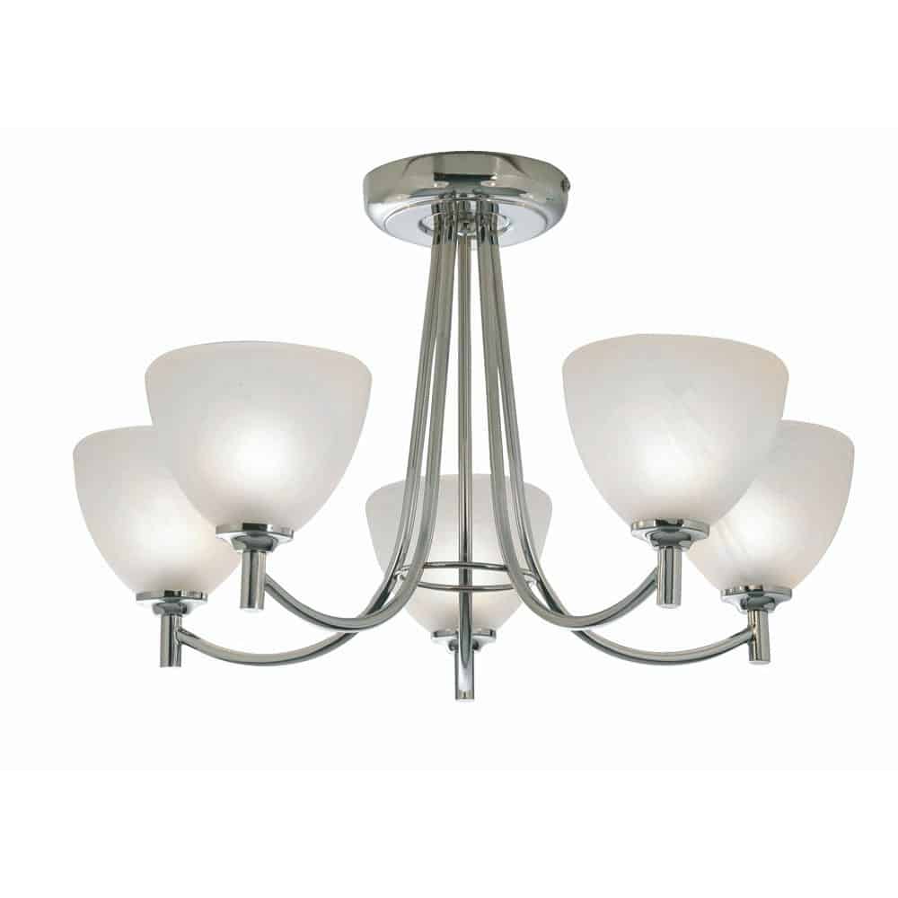 Hamburg 5 Arm Semi Flush Low Ceiling Light Polished Chrome