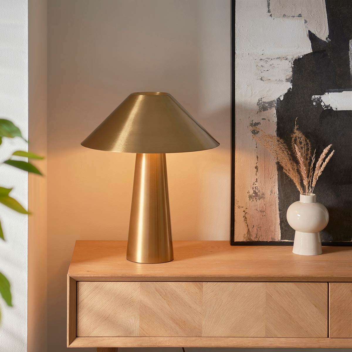 Isak Contemporary Table Lamp in Brushed Aged Brass