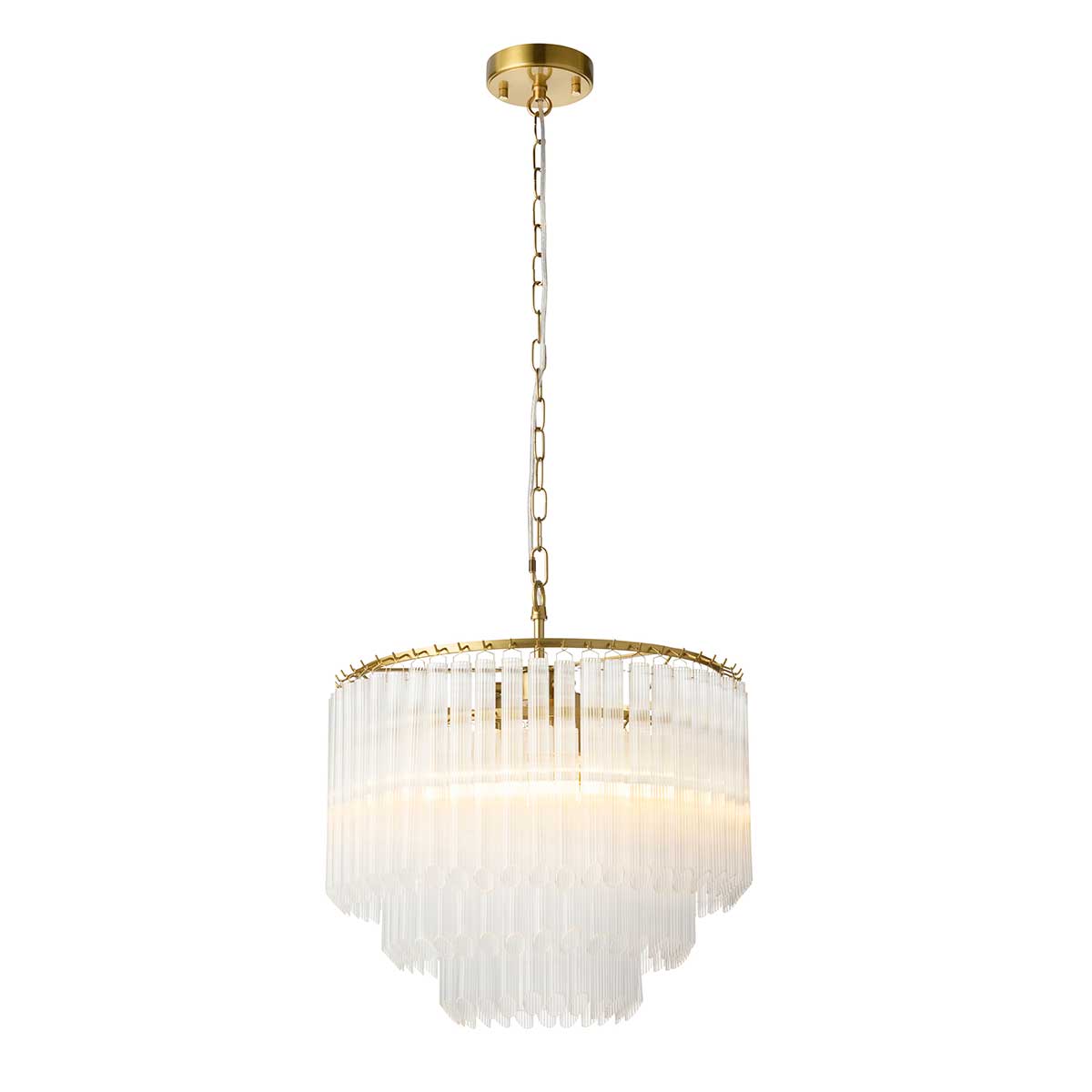 Montpellier 3 Light Aged Brass Chandelier with Tiered Glass