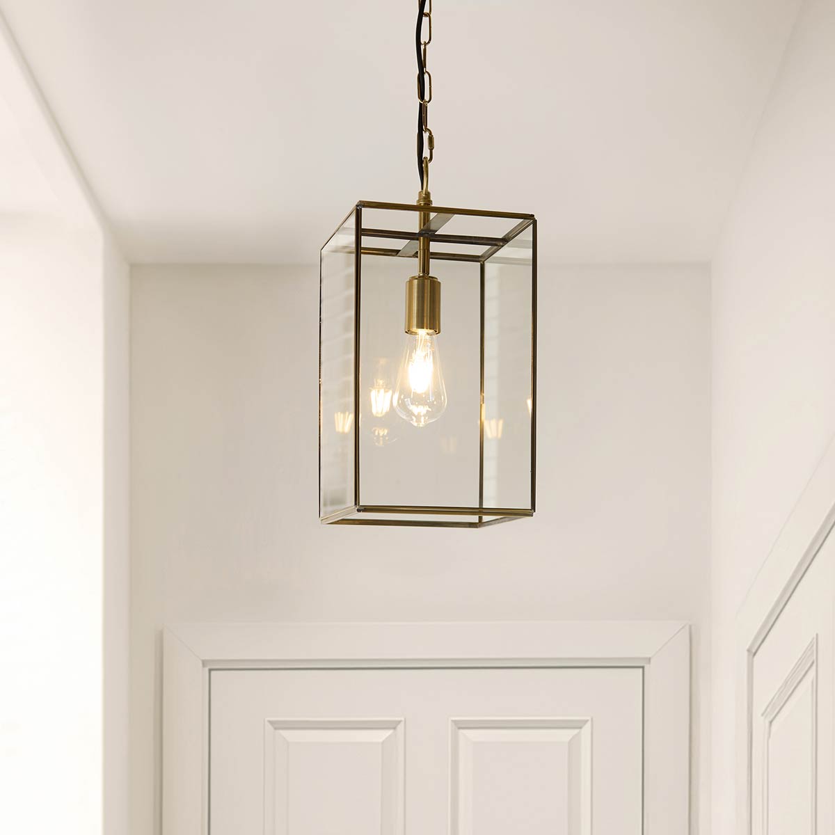 Hammond Grand Hanging Box Lantern in Antique Brass