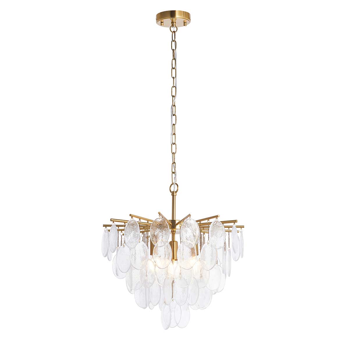 Loretta 3 Light Brushed Brass Pendant with Handmade Glass