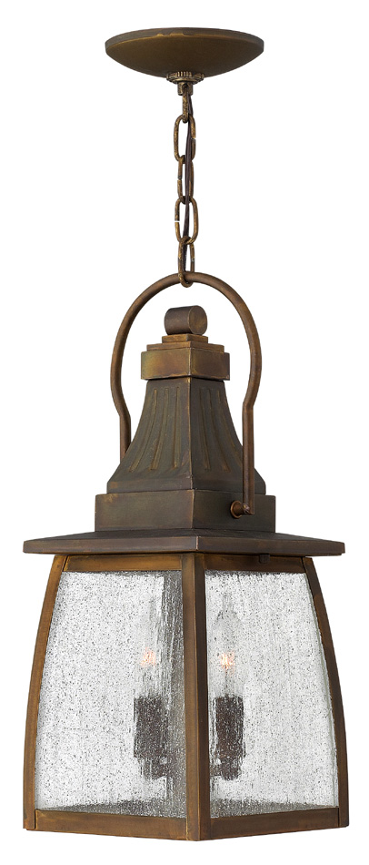 Hinkley Montauk Solid Brass 2 Light Hanging Outdoor Porch Lantern