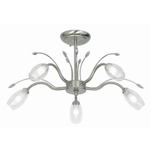 Pandora 5 lamp semi flush low ceiling light in antique chrome main image