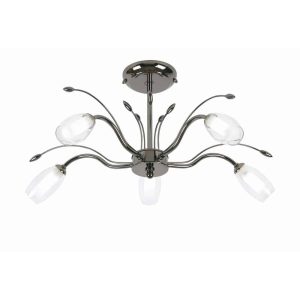 Pandora 5 lamp semi flush low ceiling light in black chrome main image