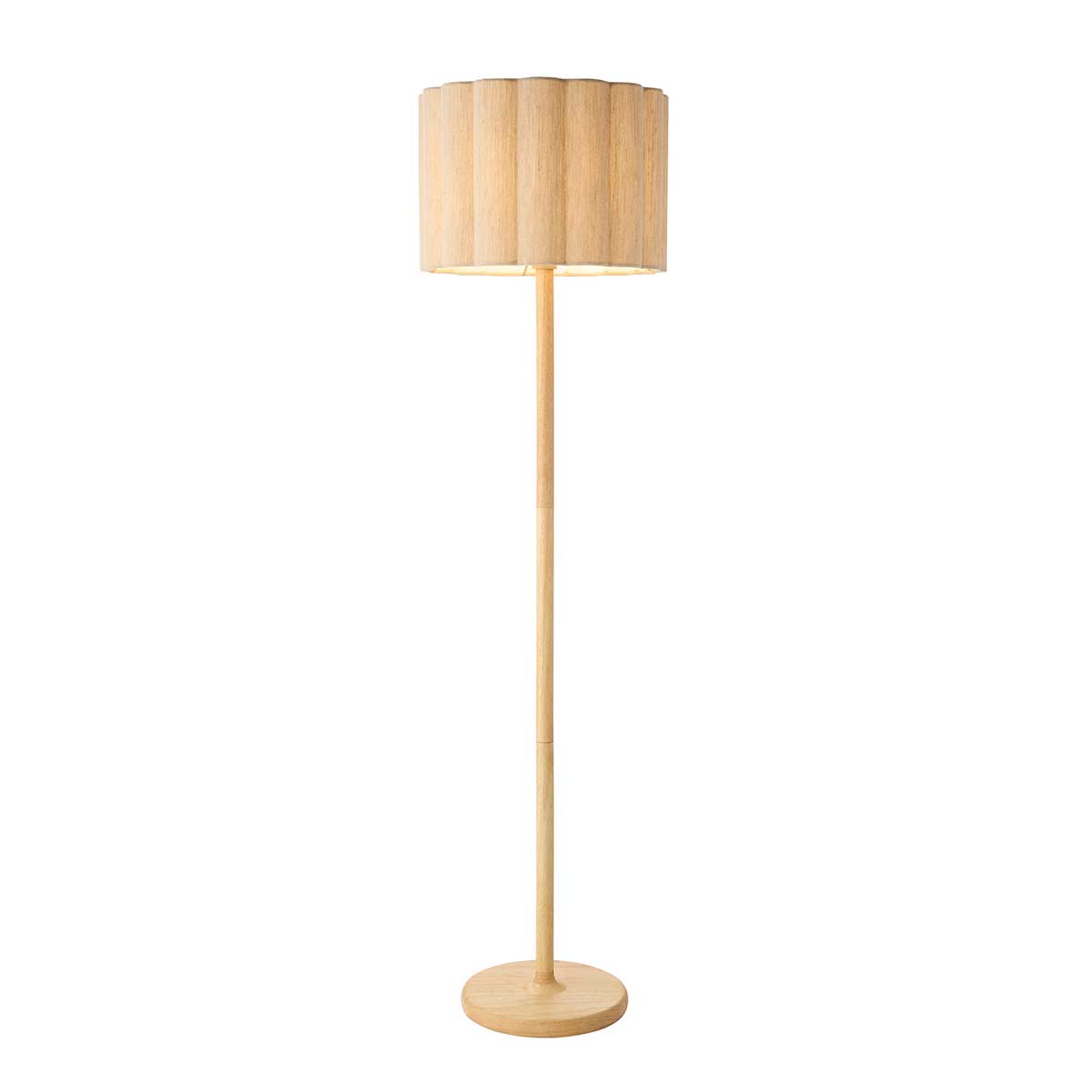 Olson Wooden Floor Lamp Standard with Natural Fabric Shade