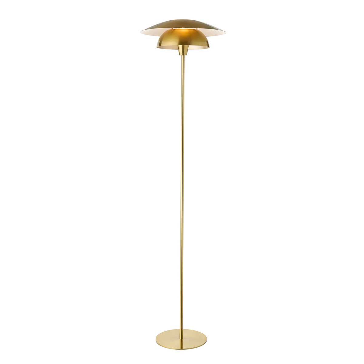 Endon Lyon 1 Light Modern Floor Lamp in Satin Brass
