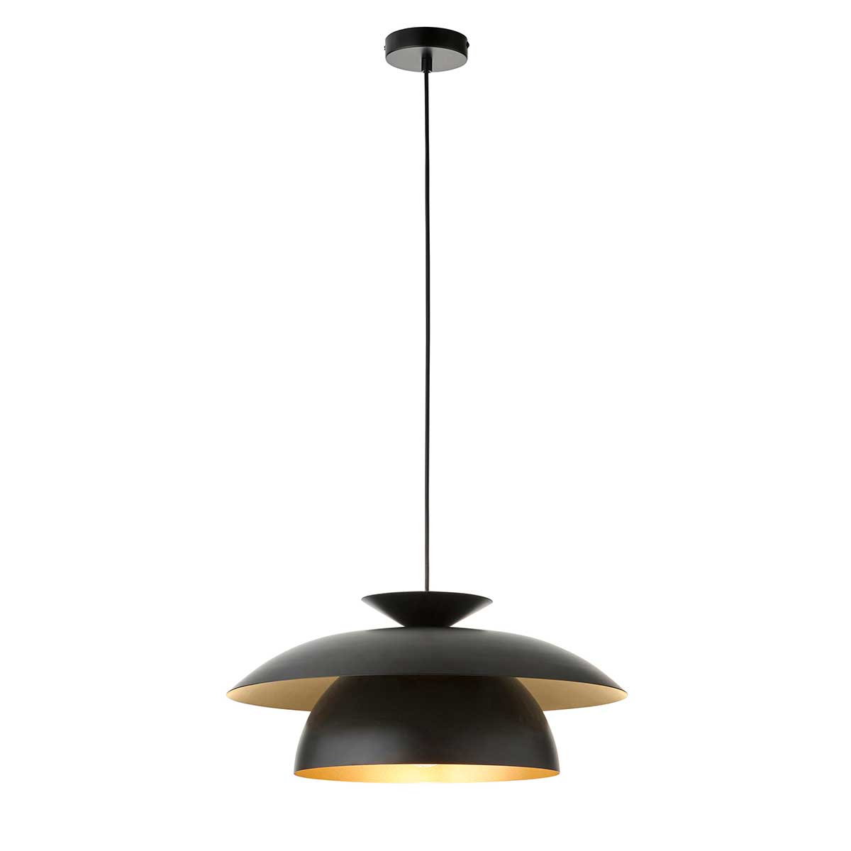 Endon Lyon Modern 1 Light Pendant in Matt Black