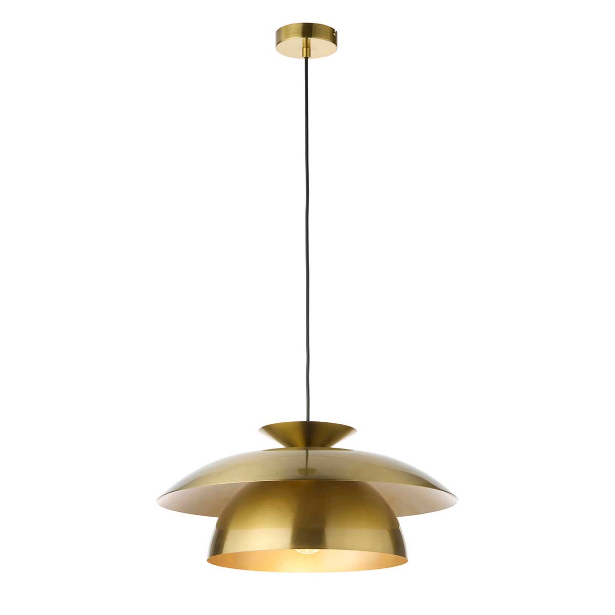 Endon Lyon Modern 1 Light Pendant in Satin Brass
