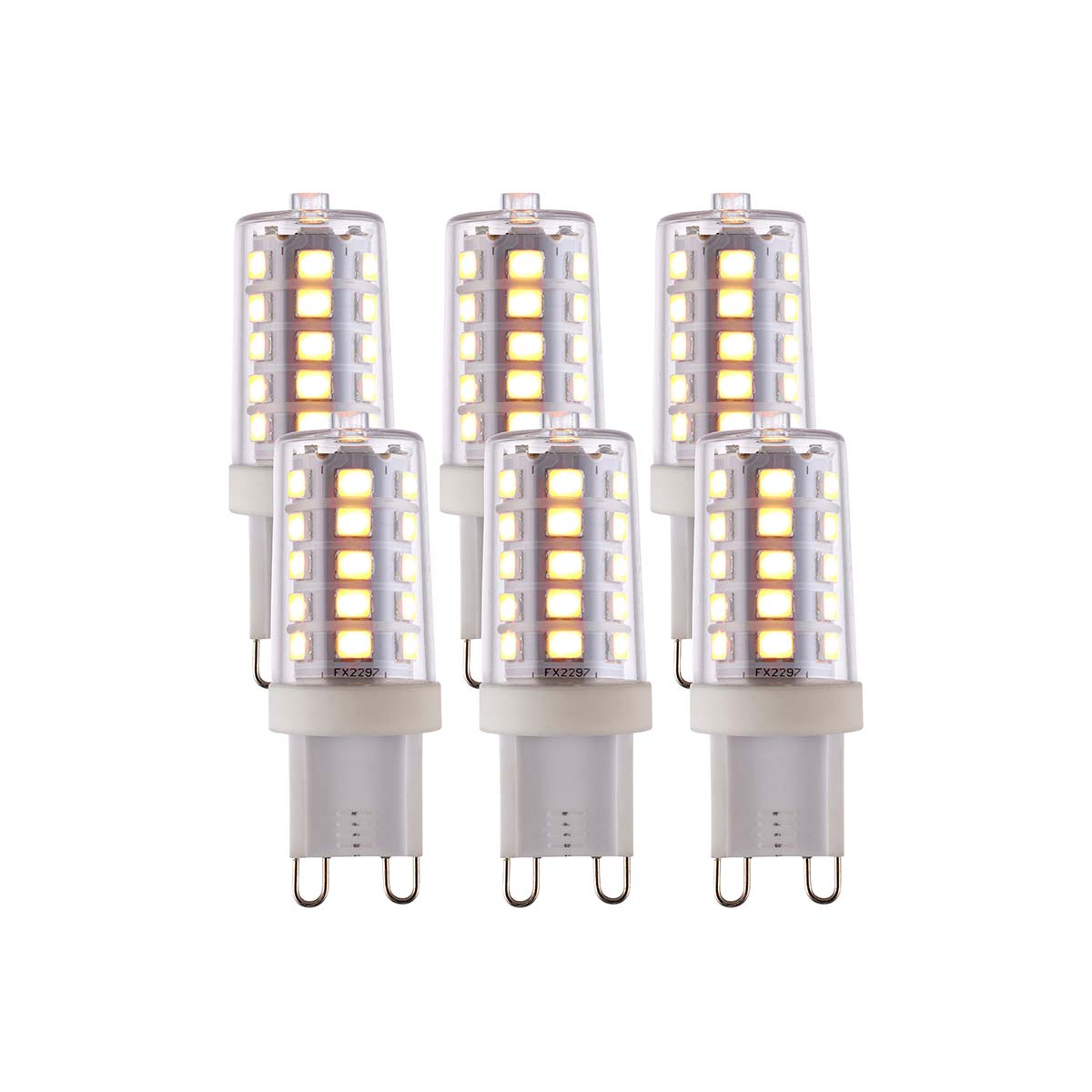 6 Pack Bright 3.7W Warm White G9 Dimmable LED Bulbs 470Lm