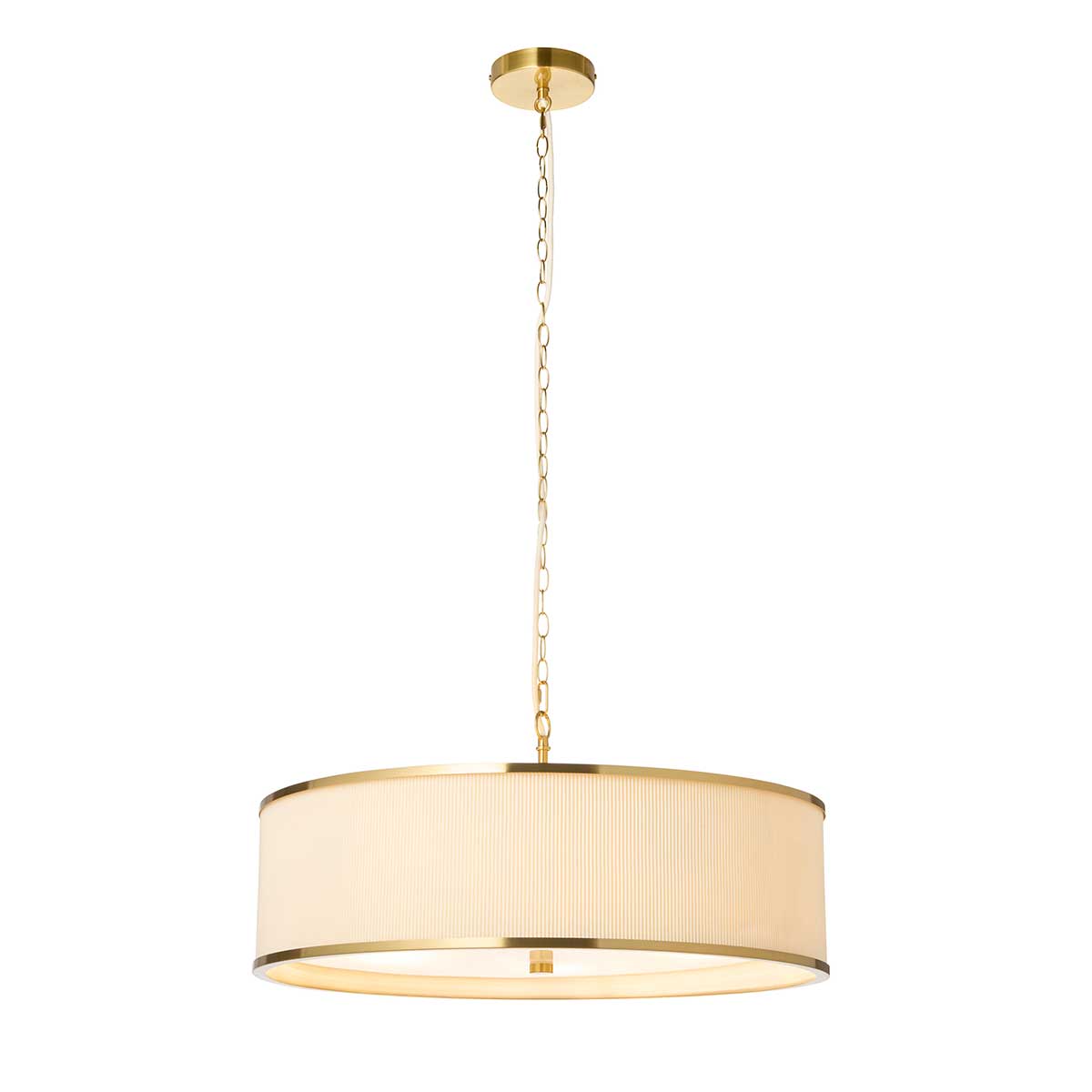 Lexi Aged Brass 5 Light Pendant with Ivory Pleated Shade