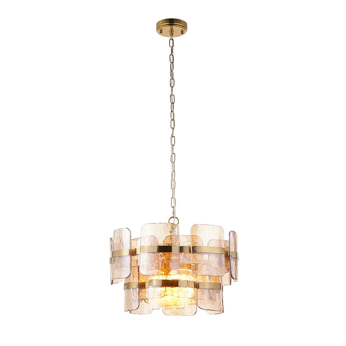 Ancara Champagne Glass 3 Light Pendant in Brushed Brass