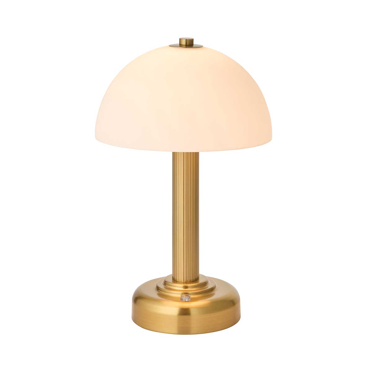 Bridport Small Brass Rechargeable Table Lamp with Opal Glass Shade