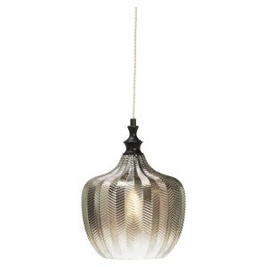 Darby single pendant light in matt black with smoked glass shade main image