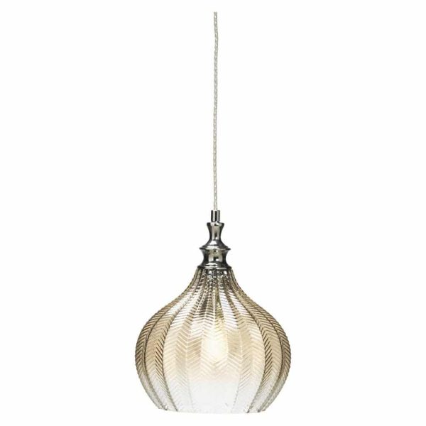 Darby single pendant light in chrome with faded cognac glass shade main image