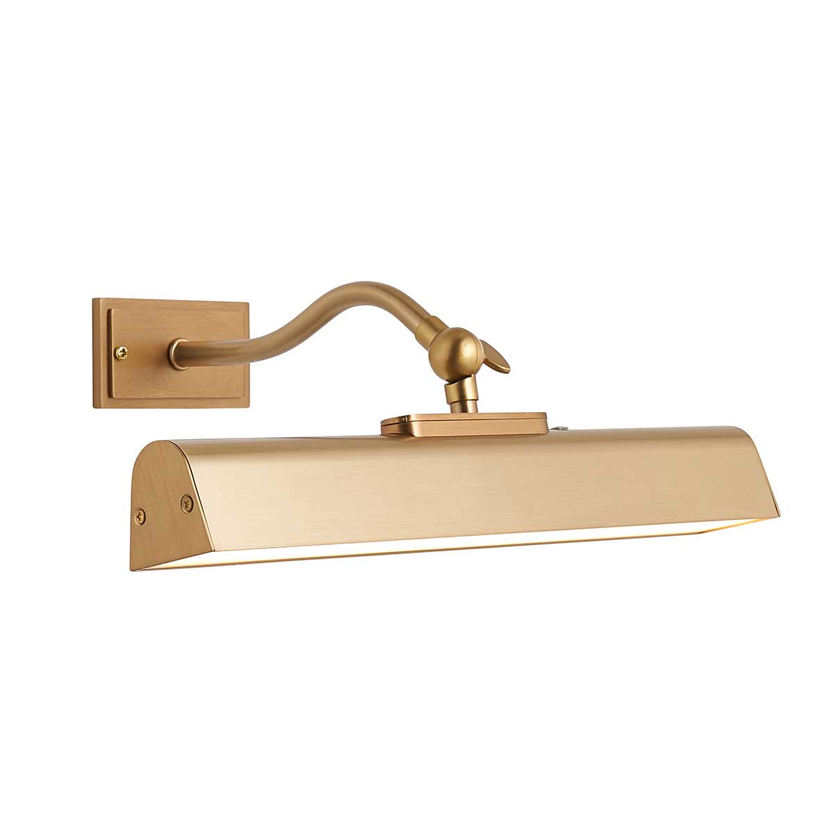 Lasos 33cm Curved Arm Rechargeable Picture Light in Warm Brass