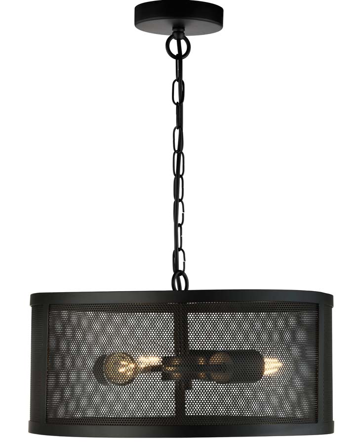 Fishnet 3 Light Mesh Drum Pendant Ceiling Light Matt Black