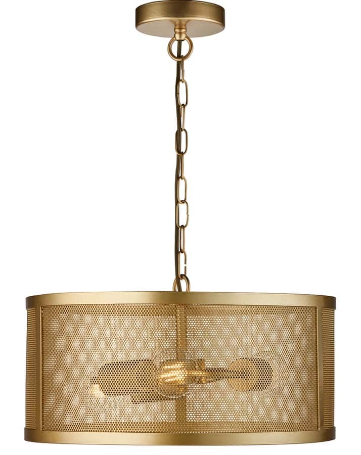 Fishnet 3 Light Mesh Drum Pendant Ceiling Light Matt Gold