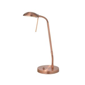 Metis adjustable table or desk reading lamp in aged copper main image