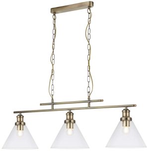 Pyramid 3 light pendant ceiling light bar antique brass