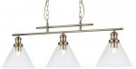 Pyramid 3 Light Pendant Ceiling Light Bar Antique Brass Clear Glass