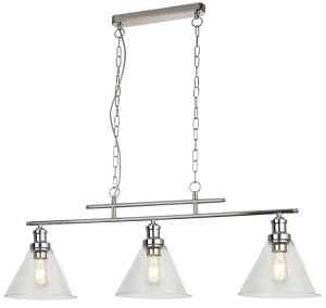 Pyramid 3 light pendant ceiling light bar polished chrome