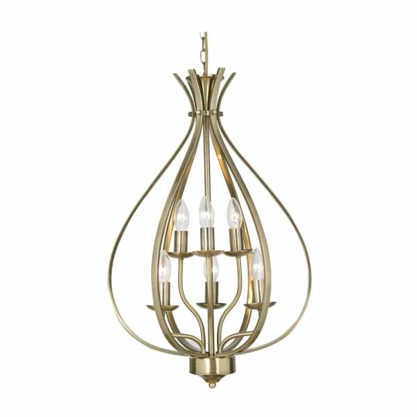Araba 6 light pendant chandelier in classic antique brass main image