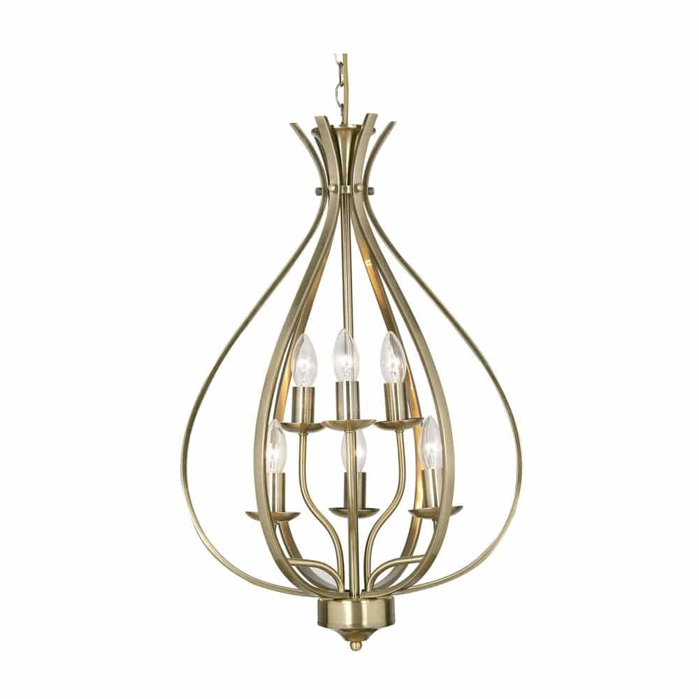 Araba 6 Light Pendant Chandelier Classic Antique Brass