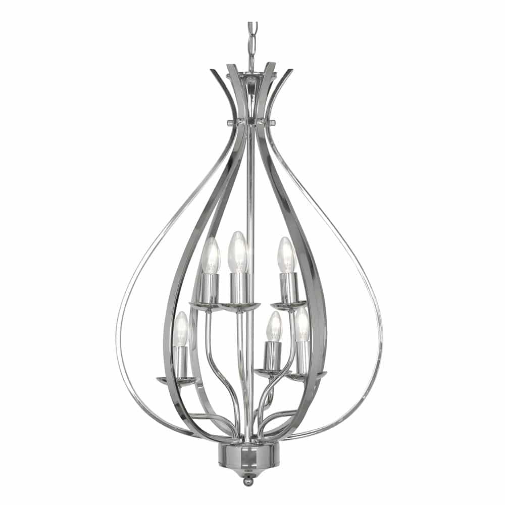 Araba 6 Light Pendant Chandelier Classic Polished Chrome