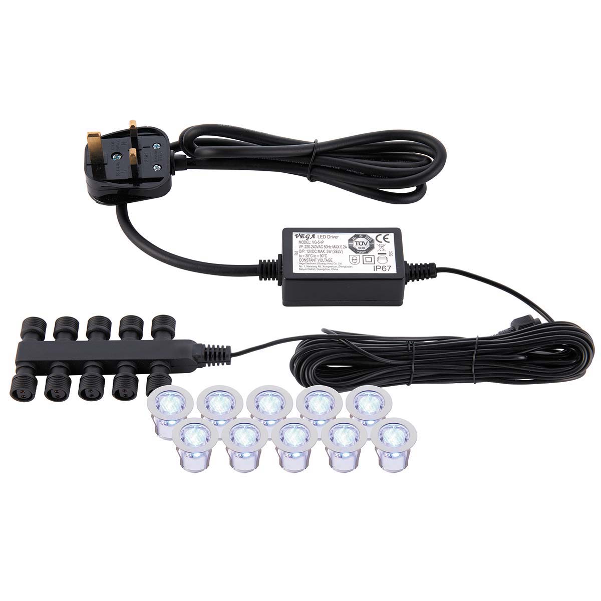 Ikon 10 Blue LED 30mm Round IP67 Decking Light Kit