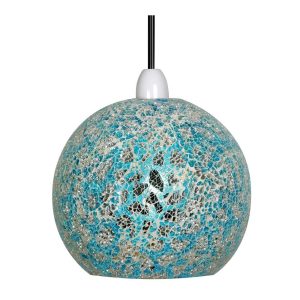 Faro ceiling lamp shade in blue and silver mosaic glass main image
