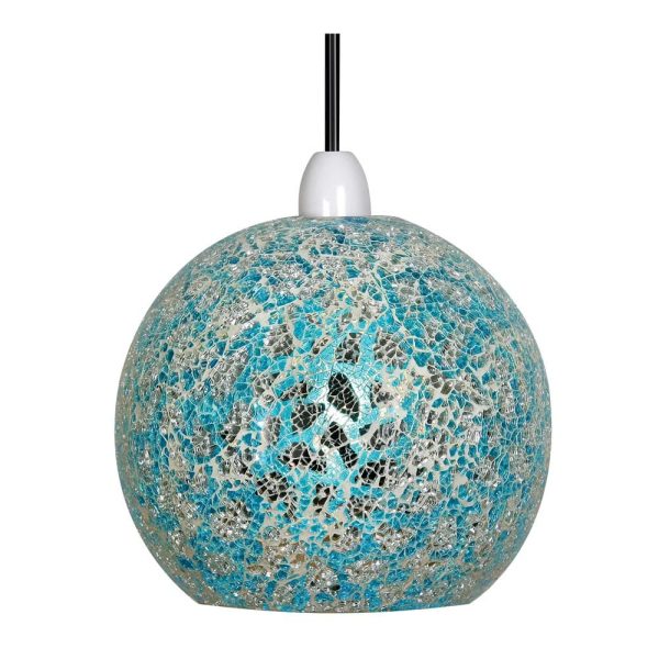 Faro Ceiling Lamp Shade Blue & Silver Mosaic Glass Easy Fit